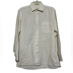 Christian Dior Pinstripe Textured White Button Front Dress Shirt Mens 15.5 32/33